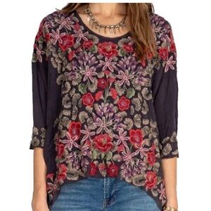 Johnny Was Leopard Rose embroidered blouse Medium *flaw*